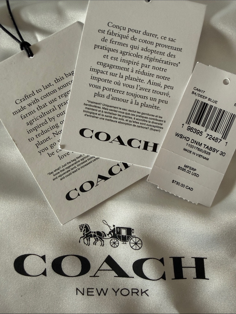 COACH Denim Chain Tabby 30 Shoulder Bag with Gold 'C' Accent & Chunky Gold Chain - Picture 6 of 8